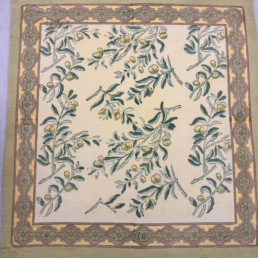 Set of 3 Couleur Nature Bruno Lamy Olive Branch Napkins Yellow Green 19